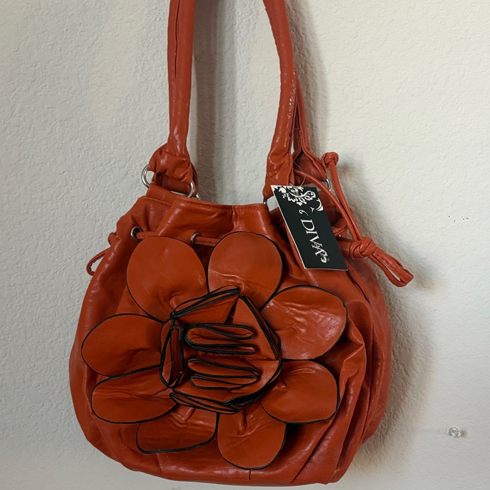 Diva Orange Floral Shoulder Bag